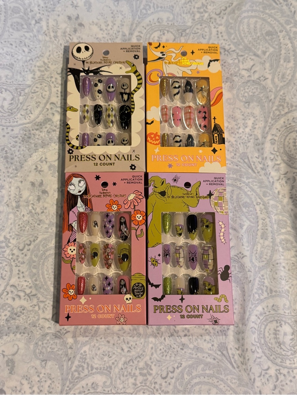 The Nightmare Before Christmas Press On Nails 4 pack Jack, Sally, Zero, Oogie